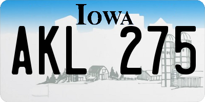IA license plate AKL275