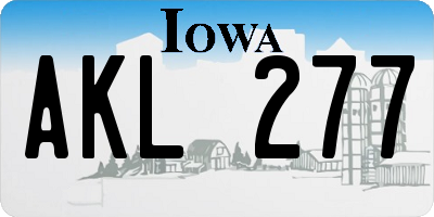 IA license plate AKL277