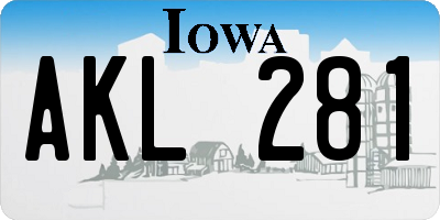 IA license plate AKL281