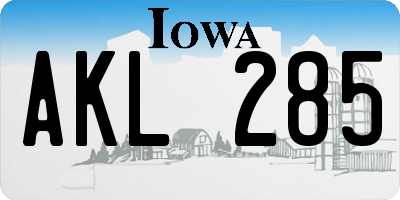 IA license plate AKL285