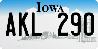 IA license plate AKL290