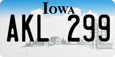 IA license plate AKL299