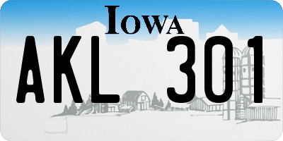 IA license plate AKL301