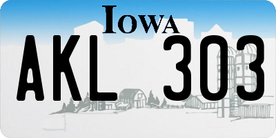 IA license plate AKL303