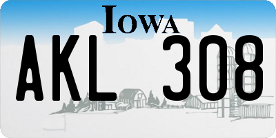 IA license plate AKL308