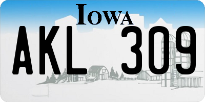 IA license plate AKL309