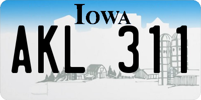 IA license plate AKL311