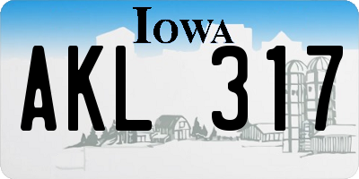 IA license plate AKL317