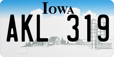 IA license plate AKL319