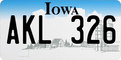 IA license plate AKL326
