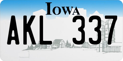 IA license plate AKL337