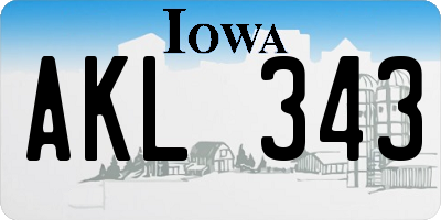 IA license plate AKL343