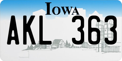 IA license plate AKL363