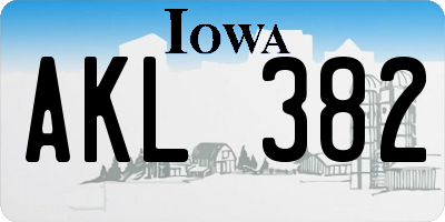 IA license plate AKL382