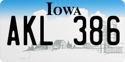 IA license plate AKL386