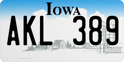IA license plate AKL389