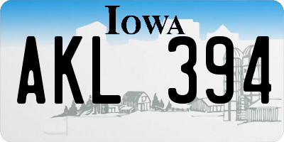 IA license plate AKL394