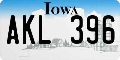 IA license plate AKL396