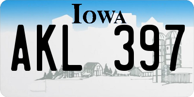 IA license plate AKL397