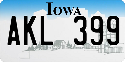 IA license plate AKL399
