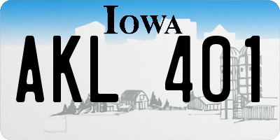 IA license plate AKL401