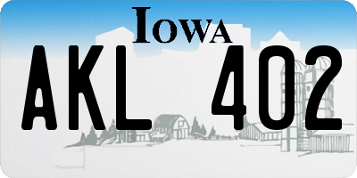 IA license plate AKL402