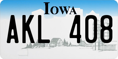 IA license plate AKL408