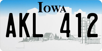 IA license plate AKL412