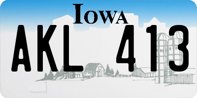 IA license plate AKL413
