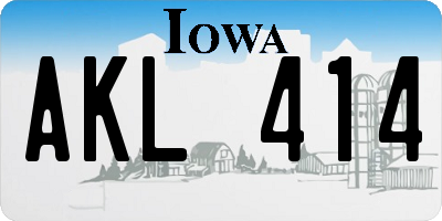 IA license plate AKL414