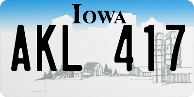 IA license plate AKL417