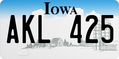 IA license plate AKL425