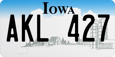 IA license plate AKL427