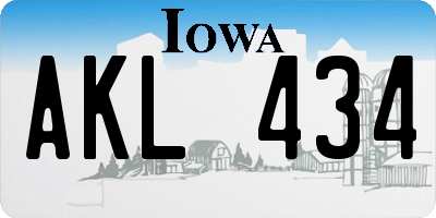 IA license plate AKL434