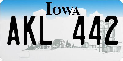 IA license plate AKL442