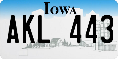 IA license plate AKL443