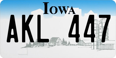 IA license plate AKL447