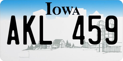 IA license plate AKL459