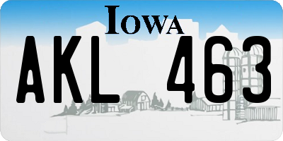 IA license plate AKL463