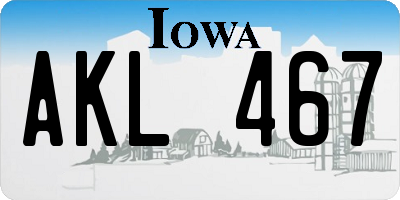 IA license plate AKL467