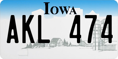 IA license plate AKL474