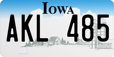 IA license plate AKL485