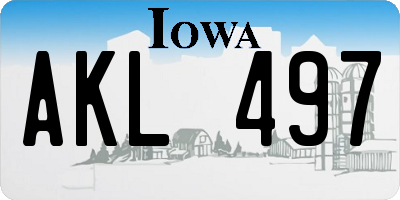 IA license plate AKL497