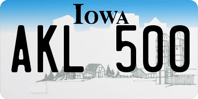 IA license plate AKL500