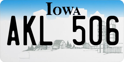 IA license plate AKL506