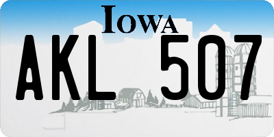 IA license plate AKL507