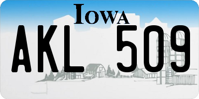 IA license plate AKL509