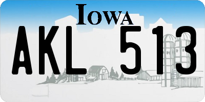 IA license plate AKL513