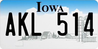 IA license plate AKL514