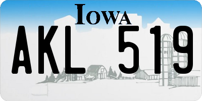 IA license plate AKL519